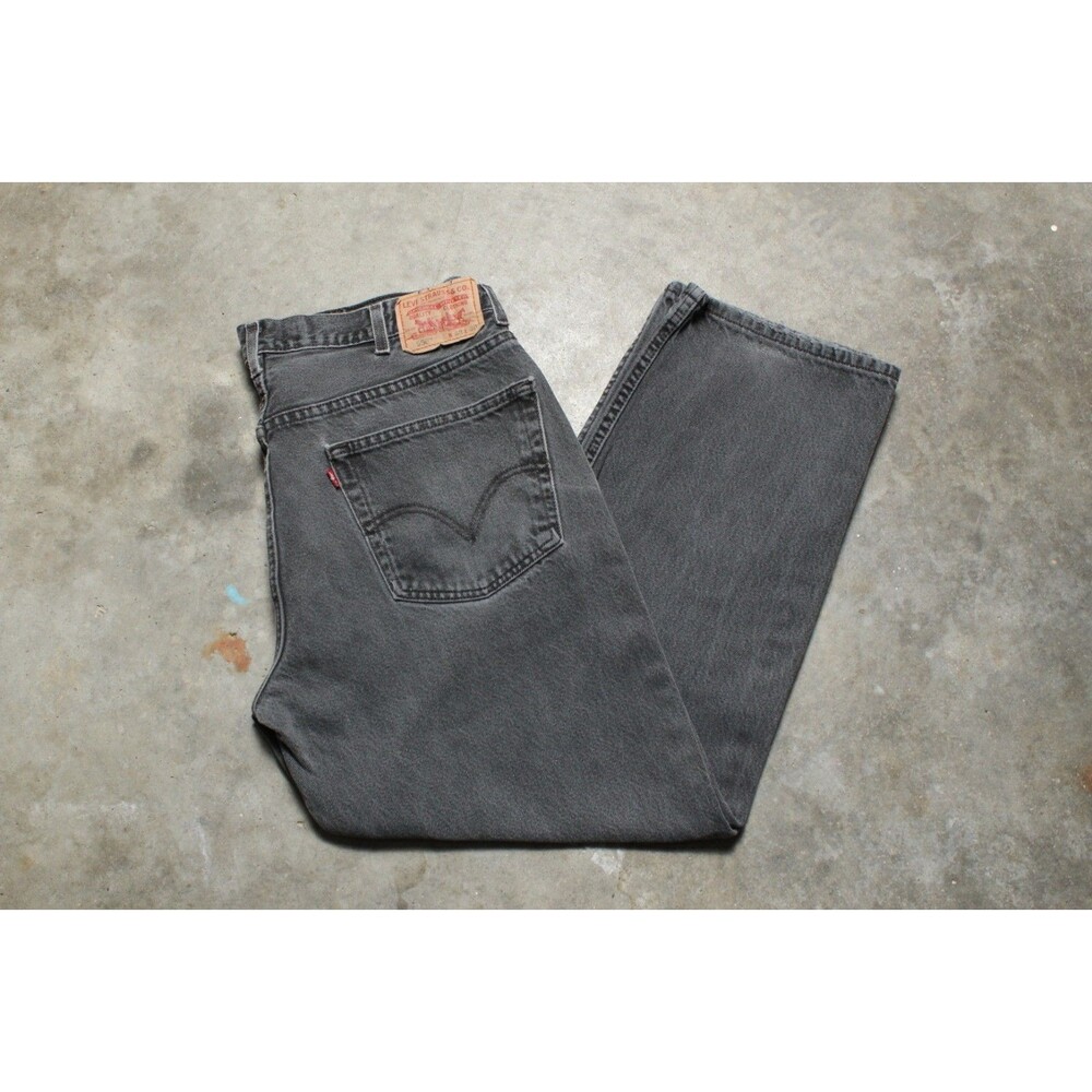 Vintage Y2K Levis 550 Distressed Black Denim Jeans - Fits Like 37" x 29"
